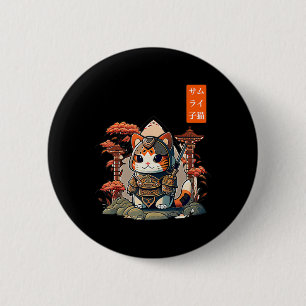 Cat Warrior Japanese Writing Anime Art for kawaii  6 Cm Round Badge