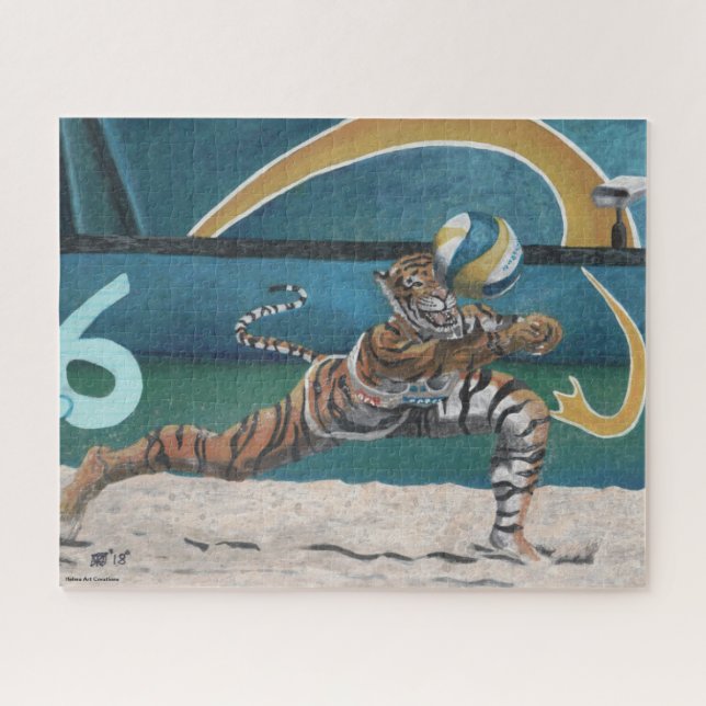 Cat Warrior Playing Volleyball Large Art Puzzle (Horizontal)