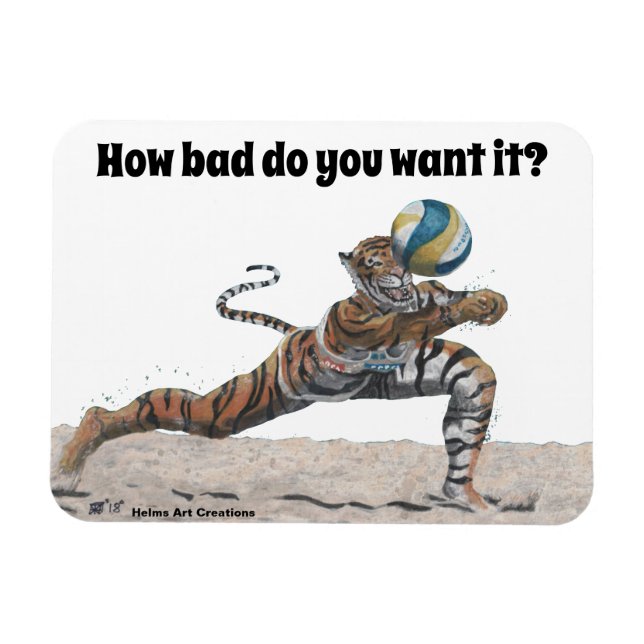 Cat Warrior Playing Volleyball Refrigerator Magnet (Horizontal)