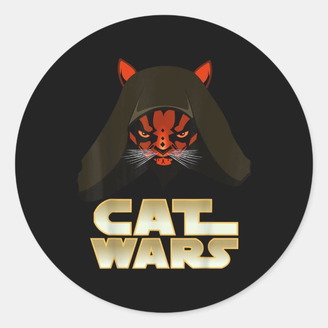 Cat Wars - Funny Cat  Classic Round Sticker (Front)