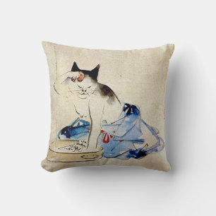 Cat wash her body, Utagawa Hiroshige Cushion