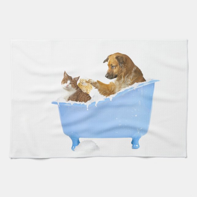 Cat Wash Tea Towel (Horizontal)