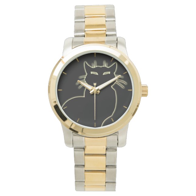 Cat Watch Black Cat Wrist Watch Cat Lover Jewerly (Front)