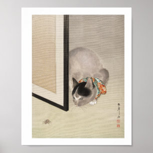 Cat Watching a Spider (1888–1892) illustration  Poster