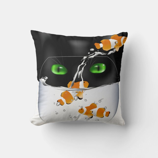 Cat Watching Fish Cushion (Front)