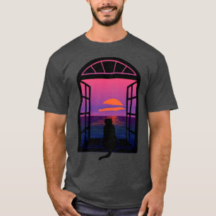 Cat Watching Sunset T-Shirt