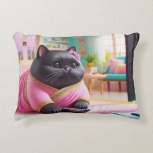Cat watching TV in the living room Decorative Cushion