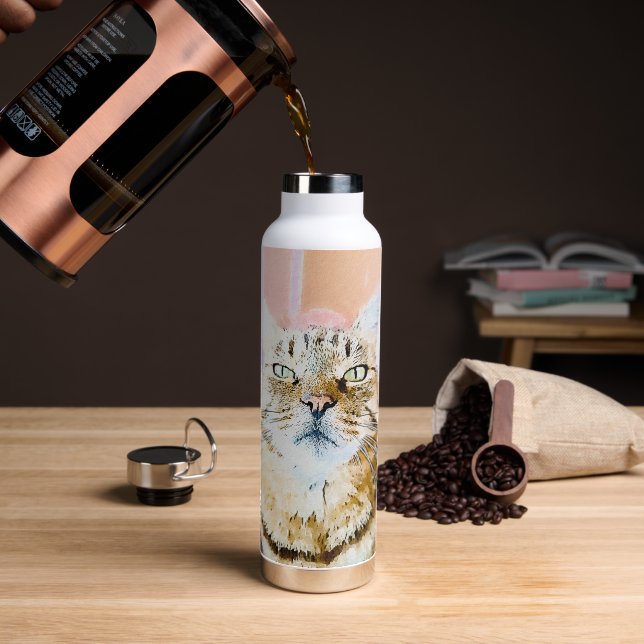 Cat Water Bottle – Stay Hydrated with Feline Charm (Coffee)