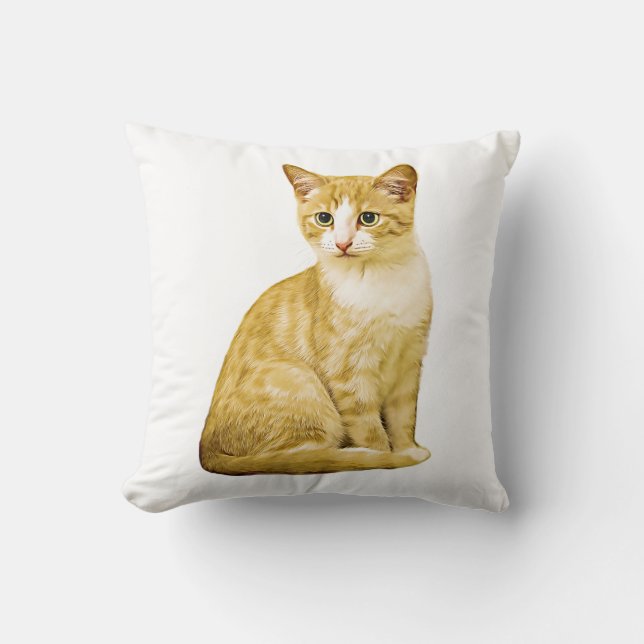 Cat Water Colour Art Painting Cushion (Front)