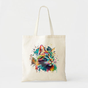 Cat Watercolor Art Tote Bag