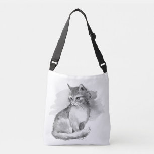Cat. Watercolor Crossbody Bag