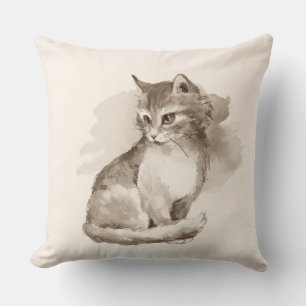 Cat. Watercolor Cushion