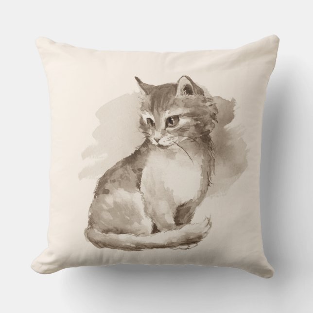 Cat. Watercolor Cushion (Front)