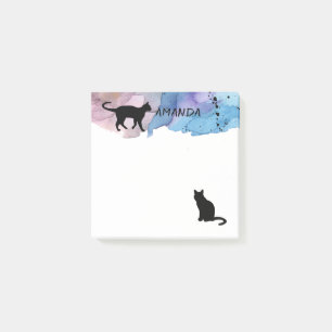 cat watercolor design custom post it note