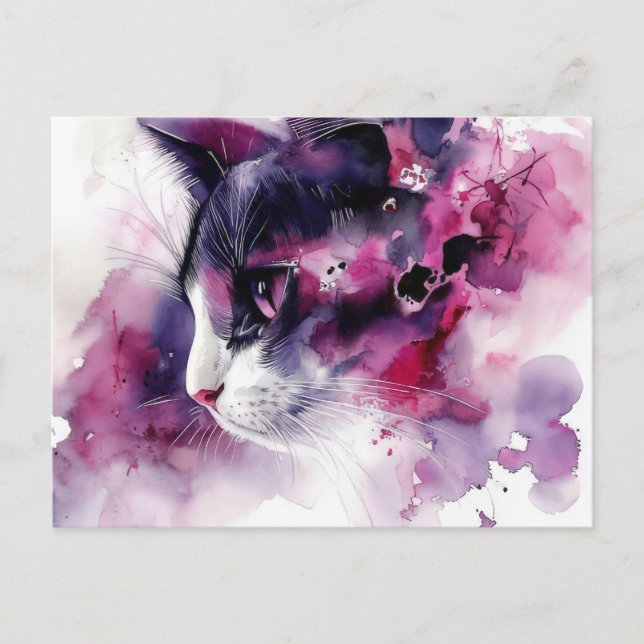 Cat Watercolor Postcard  (Front)