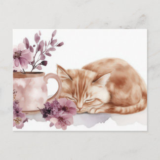 Cat Watercolor Postcard