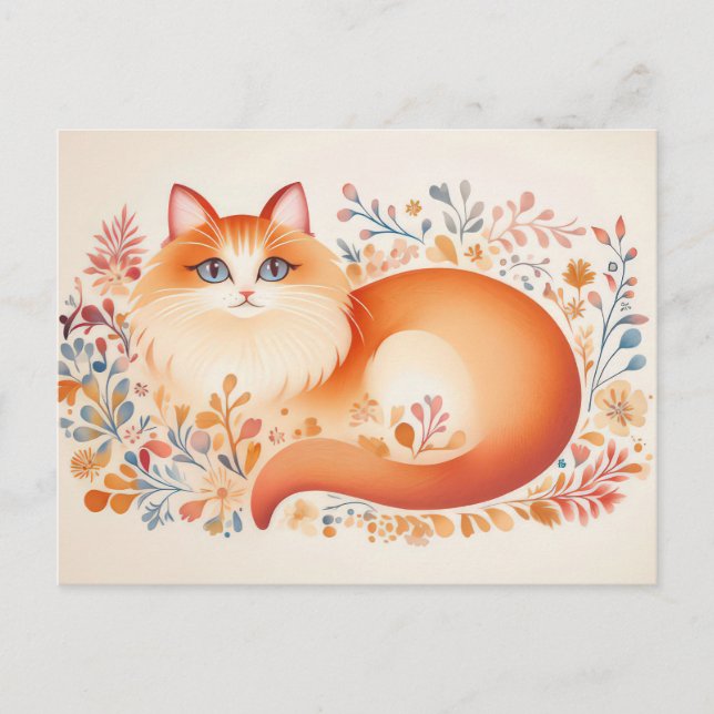 Cat Watercolor Postcard  (Front)