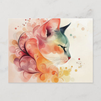 Cat Watercolor Postcard