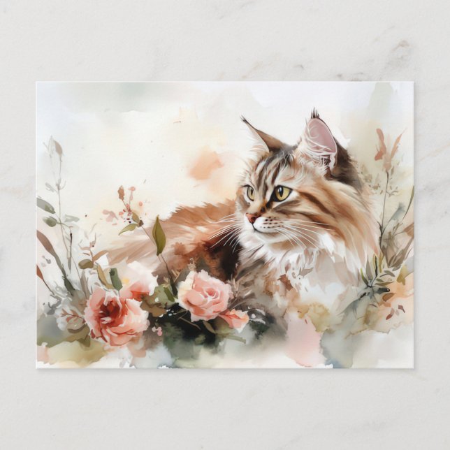 Cat Watercolor Postcard  (Front)