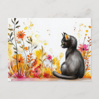 Cat Watercolor Postcard