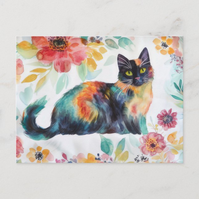 Cat Watercolor Postcard  (Front)
