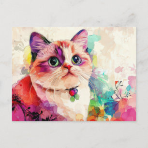 Cat Watercolor Postcard