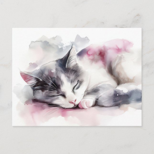 Cat Watercolor Postcard  (Front)