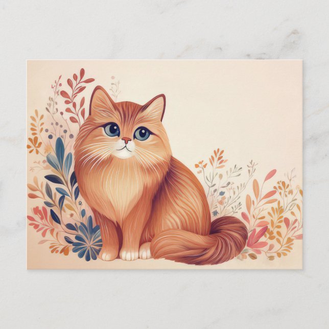 Cat Watercolor Postcard  (Front)