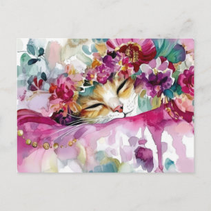 Cat Watercolor Postcard