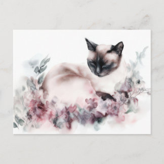 Cat Watercolor Postcard