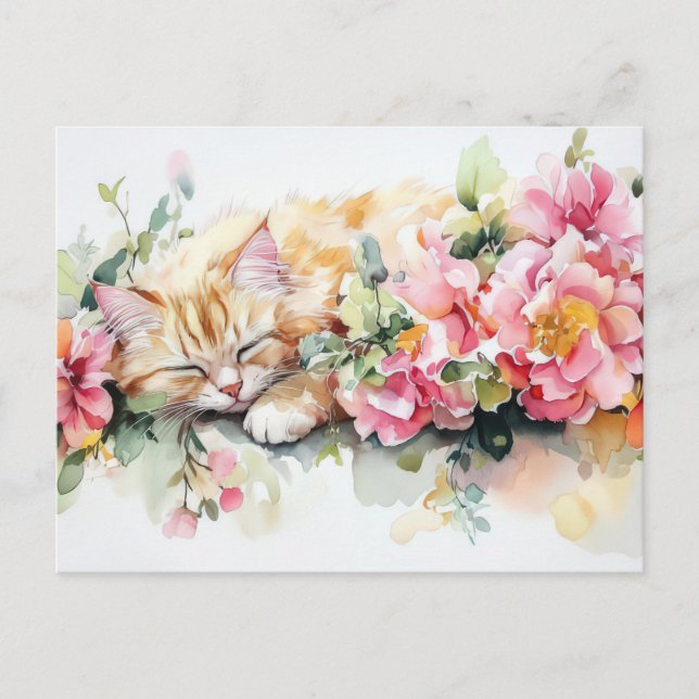 Cat Watercolor Postcard  (Front)