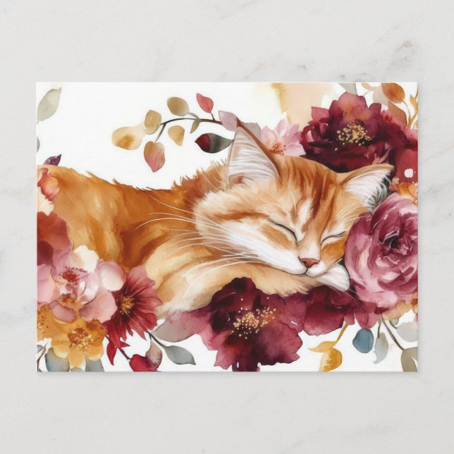 Cat Watercolor Postcard  (Front)