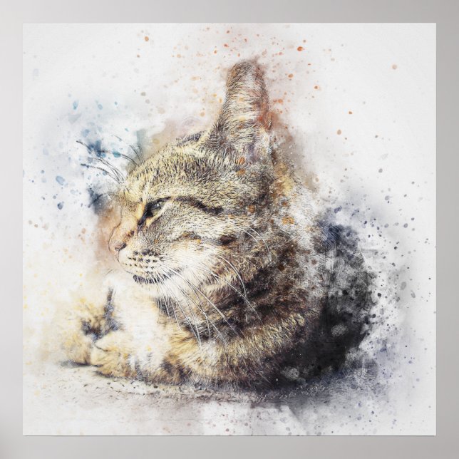 Cat watercolor poster (Front)