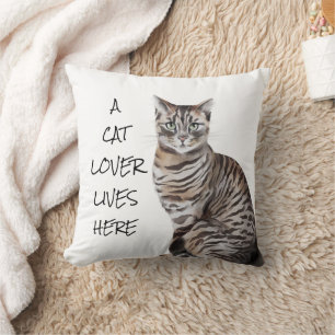 Cat Watercolor Saying Cushion