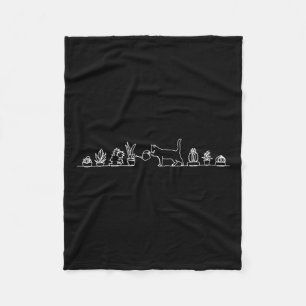 Cat Watering Plants  Fleece Blanket