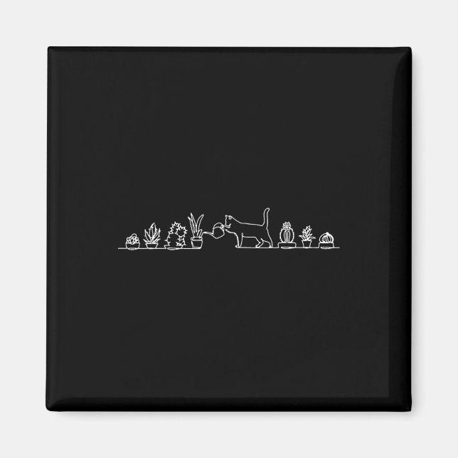 Cat Watering Plants  Magnet (Front)
