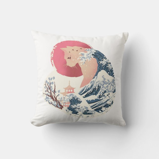 Cat Wave Silhouette Cushion (Front)