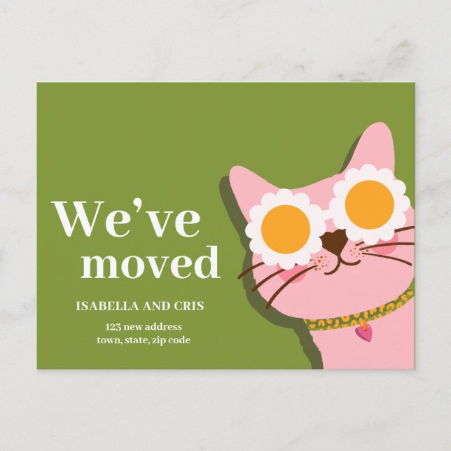 Cat We Have Moved New Address Announcement Postcard (Front)
