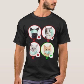 Cat Wear Face Mask Right  Cat  Social Distance T-Shirt