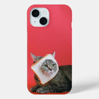 Cat wearing a bread hat iPhone 15 case