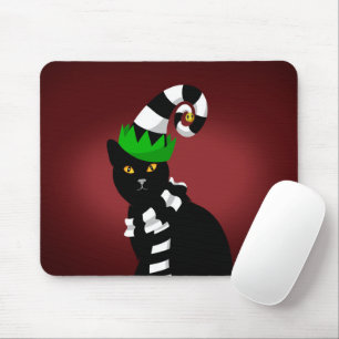Cat wearing a Funny hat and Scarf Mouse Pad