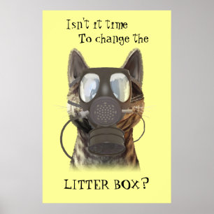 Cat wearing a gas mask poster