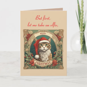 Cat Wearing A Santa Hat Merry Christmas Photo Boot Card