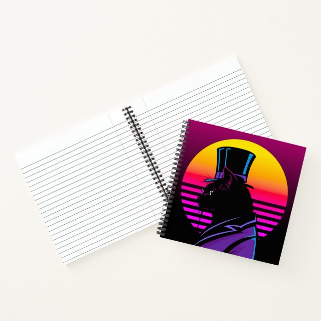 Cat Wearing a Tuxedo and a Hat Artwork | Notebook (Inside)