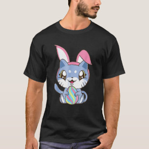 Cat Wearing Bunny Ear Bunny Kitty Cat Lover Happy T-Shirt