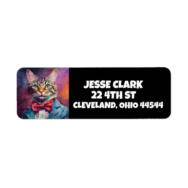  CAT WEARING CLOTHING ART RETURN ADDRESS LABELS (Front)