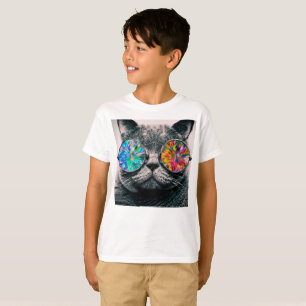 Cat wearing colored glasses T-Shirt