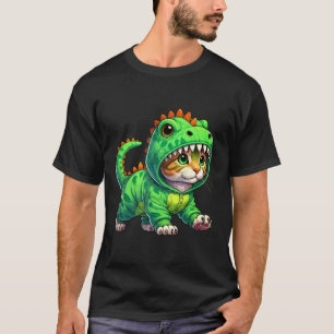 Cat Wearing Dinosaur Costume Halloween Cosplay T-r T-Shirt