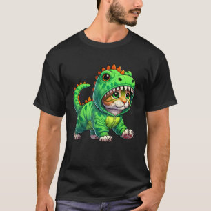 Cat Wearing Dinosaur Costume Halloween Cosplay T R T-Shirt
