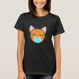 Cat Wearing Face Mask, Cute Orange Cat Lovers Pet T-Shirt